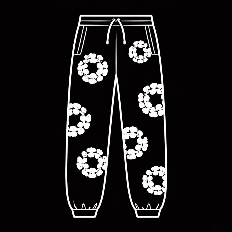 Inspired by Denim Tears The Cotton Wreath Sweatpants (Black)